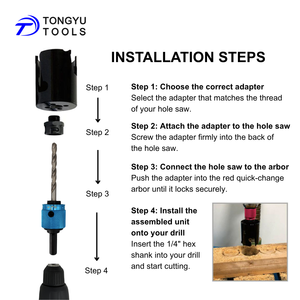 Набор из 5 быстросменных патронов с шестигранным хвостовиком 3/8 дюйма для биметаллических кольцевых пил с направляющим сверлом и адаптерами 1/2-20, 5/8-18UNF для многофункциональной резки - Product Image 4
