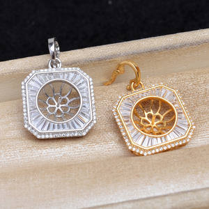 DIY S925 Argent 5715 Pendentif Bijoux Accessoire Vide Carré 11-11.5mm Support de perle Taille de perle Breloque DIY Support de perle pour bijoux - Product Image 2