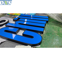 Enseigne électronique LED extérieure pour magasin et publicité, boîte à lumière bleue, lettres lumineuses frontales