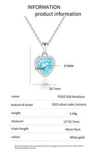 Collar Hipoalergénico de Plata de Ley S925 con Corazón Azul y Circonita 8A para Mujer, Gargantilla de Promesa de Aniversario, Fabricante de Joyería - Product Image 5