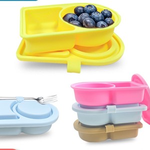 Silicone Double Compartment <b>Snack</b> <b>Container</b> Lids Reusable Sauce <b>Containers</b> for <b>Snack</b> Travel Office Lunch Picnic Fruits - Product Image 1