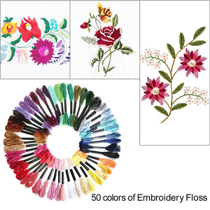 50 개/가방 8m 자수 실 폴리에스터 크로스 스티치 용품 도매 자수 실 레이온 자수 치실 - Product Image 4