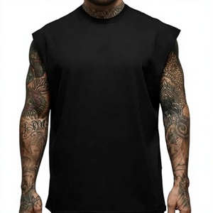 Manufacturer Wholesale Men Summer <b>Vest</b> <b>Loose</b> Sleeveless 100% Cotton Custom Logo Front MenSinglet Tank <b>Tops</b> Breathable Quick Dry - Product Image 2