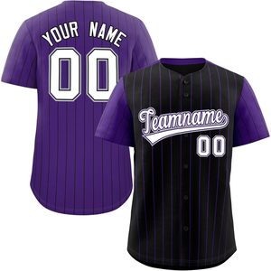 Maillot de baseball personnalisé à rayures, chemise de sport à rayures fines, nom et numéro brodés, unisexe, adulte, respirant - Product Image 1