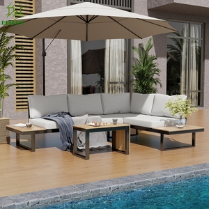 Wpc extérieur soleil piscine Daybed chaise longue coussin en bois <span class=keywords><strong>salon</strong></span> extérieur meubles canapés de <span class=keywords><strong>jardin</strong></span> pour la plage extérieure - Product Image 5