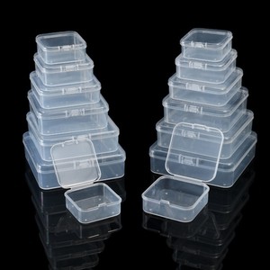 Square Pp Plastic Box With Lid <b>Stackable</b> Jewelry <b>Storage</b> <b>Container</b> Small Size Desktop Organizer Transparent Packaging Case - Product Image 2