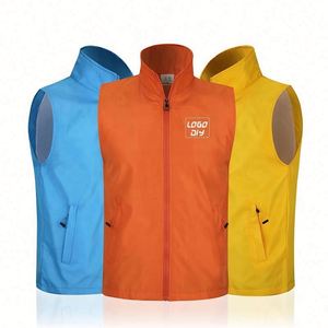 Chaleco de Trabajo de Doble Capa de Tela de Alta Gama con Cuello y Logotipo Personalizado, Chaleco Sólido para Personal y Voluntarios - Product Image 1