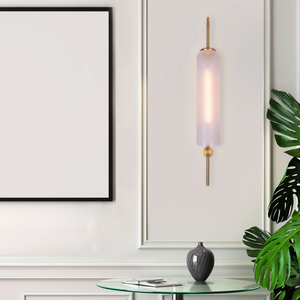 Applique murale LED moderne en métal brossé doré avec globe en verre dépoli pour salon et éclairage extérieur de maison, Lampes murales - Product Image 6