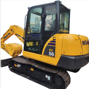 Miniexcavadora de cadenas hidráulica usada Komatsu PC56 de 5 toneladas, original japonesa, con pocas horas de uso y rodamientos. - Product Image 1