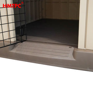 בית כלבים מפלסטיק עמיד בפני מזג אוויר עם דלת מתכת, גג מאוורר ורצפה מוגבהת, מלונה חיצונית לכלבים קטנים ובינוניים, קל לניקוי וחזק. - Product Image 4