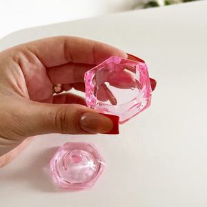 Offre Spéciale : Tasse de Lavage pour Pinceaux de Nail Art avec Couvercle Diamant Rose, Récipient en Verre Hexagonal en Acrylique pour Liquides de Nail Art - Product Image 6