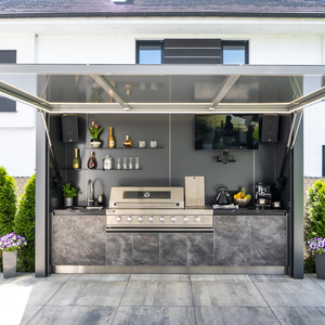 Parrilla de gas de cocina para exteriores de lujo de acero inoxidable 304 duradera, resistente al agua, 6 quemadores, seguridad contra llamas para reuniones en el patio trasero - Product Image 3