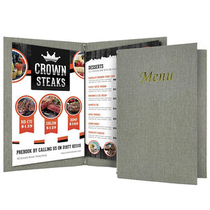 Small MOQ Legal Letter <b>A4</b> A5 Size Cocktail Menu Book Fabric Menu <b>Folder</b> with Elastic Band Restaurant Menus - Product Image 1