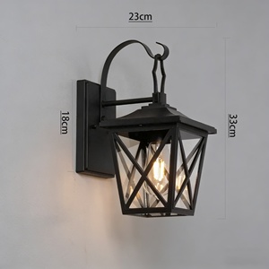 โคมไฟติดผนังภายนอกสไตล์อินดัสเทรียลสีดำ ขั้วหลอด E27 โคมไฟระเบียงไฟฟ้า กันน้ำ ติดผนังสำหรับสวน - Product Image 4
