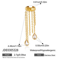 Pendientes de borla tipo ear cuff sin perforación para mujer, joyería antideslustre al por mayor, accesorio de moda para uso diario para mujer al por mayor