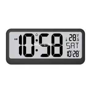 Jam dinding digital layar besar, jam kalender abadi ruang tamu tampilan digital suhu dalam ruangan