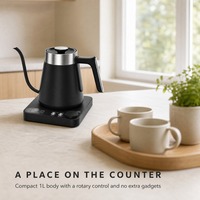 Bouilloire électrique à col de cygne personnalisable OEM/ODM avec logo, 1L, 1200W, 6 préréglages de température, pour la maison et la cuisine