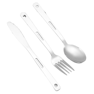 Ensemble de couverts de camping portable au design moderne - Couteaux, fourchettes et cuillères en métal pour les aventures en plein air - Product Image 3