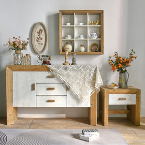 Console d'entrée en bois massif avec tiroirs et portes, couleur blanche, style contemporain ART NEST, meuble moderne pour salon - Product Image 4