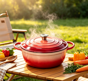 Pentola Olandese Classica in Ghisa Smaltata da 4,32L con Doppio Manico, Antiaderente, Durevole, Coperchio Smaltato, Adatta per Forno, Gas e Induzione - Product Image 4