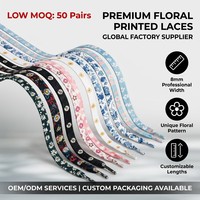 Lacets plats imprimés floraux de 8 mm, motif floral unique, lacets décoratifs pour baskets, cordons esthétiques et tendance, vente en gros