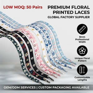 Lacci per Scarpe Piatti da 8mm con Stampa Floreale, Motivo Unico a Fiori, Lacci Decorativi per Sneakers, Corde Estetiche alla Moda, Vendita all'Ingrosso - Product Image 1