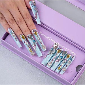 Sang Trọng Handmade Quảng Trường Phong Cách Móng Tay Phụ Nữ Tái Sử Dụng Móng Tay Giả Sang Trọng Dài Acrylic Chất Liệu Nghệ Thuật - Product Image 3