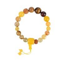 Bracelet en gros tendance style vintage avec breloques en forme de boule de cristal œil de tigre jaune, unisexe