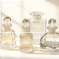 Diffuseur d'arômes LingKa en verre sodocalcique givré gaufré, mini bouteille vide scellée pour parfum et aromathérapie, bouchon de liqueur domestique
