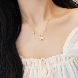 Collana con Ciondolo Zodiacale in Rame Dorato Stile Lusso Leggero, Catena in Bambù, Regalo per Donna e Fidanzata, YWJW Lab Created - Product Image 2