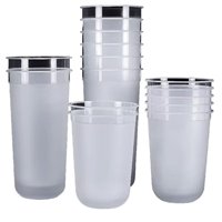 Gobelet en plastique PP réutilisable sans BPA, qualité alimentaire, à paroi simple, anti-fuite, avec couvercle durable, logo personnalisé, 90 mm, pour boissons chaudes/froides et eau minérale