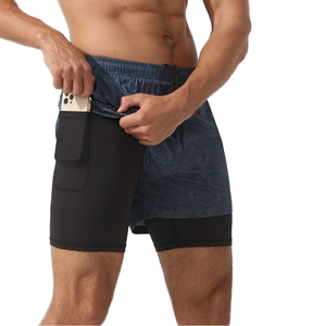 Nuevos Pantalones Cortos Deportivos para Hombre, Transpirables, de Lana Peinada con Spandex/Poliéster, hasta la Rodilla, con Bolsillos con Cremallera, Antiarrugas y de Secado Rápido - Product Image 2