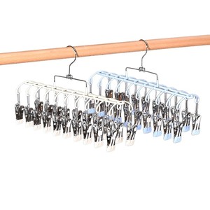 Stainless Steel 20 <b>Clip</b> Drying Rack Gullwing Shape Rust Resistant For Socks Underwear Children Bibs Balcony <b>Hook</b> Type - Product Image 3
