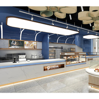 Meuble de boutique de café en verre personnalisé pour boulangerie montage pour magasin de beignets vitrine design marbre pour café comptoir de présentation de bar