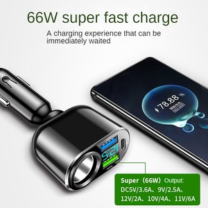 Presa accendisigari per auto 4 3 porte tipo C caricabatteria per auto QC3.0 PD3.0 adattatore <span class=keywords><strong>USB</strong></span> veicolo a bordo con Display a LED ricarica rapida - Product Image 4