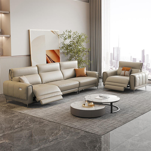 Muebles de Sala de Estar Modernos de Lujo en Cuero, Sofá Seccional Reclinable Eléctrico - Product Image 2