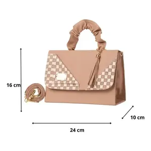 Bolso de Mano para Mujer Fana, Forma de Sobre, Color Nude, Microfibra, Cuero Sintético, con Borla, Correa Extraíble, Uso Diario - Product Image 4