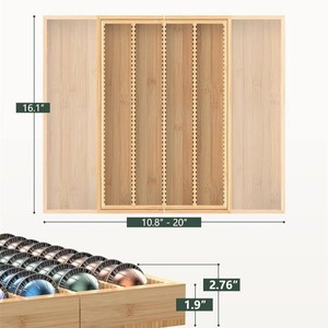 Support extensible pour dosettes de café en bambou, rangement pour sachets de thé et capsules, grande capacité, organisateur de cuisine - Product Image 2