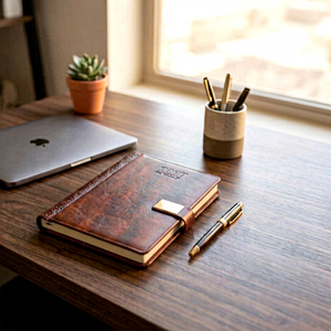 Custom Logo Print Premium PU <b>Leather</b> Executive <b>Diary</b> 2027 Monthly Planner Calendar Notebook Card Pockets Secure Closure Printing - Product Image 1