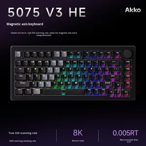 Teclado Mecánico para Juegos <span class=keywords><strong>AKKO</strong></span> 5075 <span class=keywords><strong>V3</strong></span> HE, Magnético, con Cable, Estructura Gasket, Retroiluminación ARGB, Frecuencia de Escaneo de 32K/8K, Anti-Ghosting de Múltiples Teclas - Product Image 6