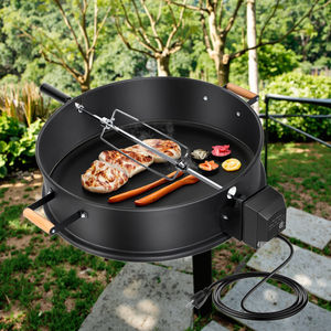 Kit de Rôtissoire Professionnel pour Gril Rond au Charbon de Bois en Acier Inoxydable avec Poignées - Product Image 1