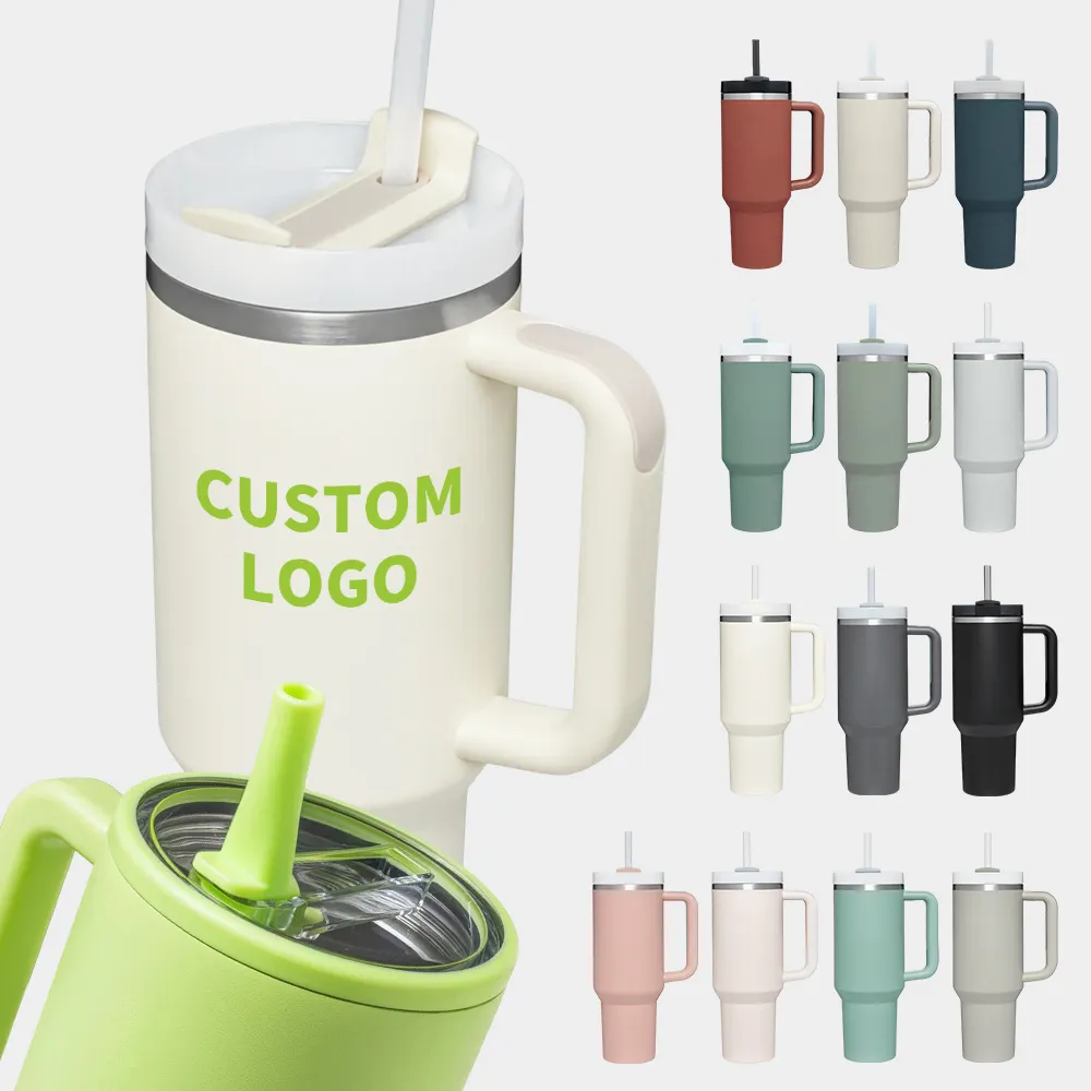 Custom 40 oz Adventure Quencher stainless steel double wall vacuum metal cup travel coffee mug 40oz tumbler with handle