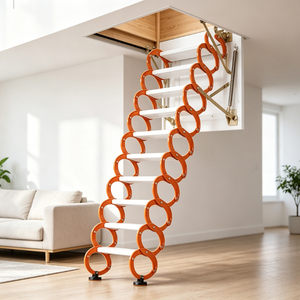 Scala per Soffitta <span class=keywords><strong>in</strong></span> Acciaio al Carbonio Resistente, Montata a Soffitto, Telescopica, Robusta e Salvaspazio, Scala Pieghevole per Soffitta Domestica - Product Image 5