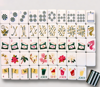 Jeu de tuiles de Mahjong américain de luxe en acrylique style Côte Corallienne, perles d'eau, design moderne, pour 4 joueurs, résistant à l'eau, portable