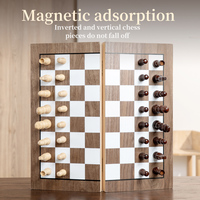 Jeu d'échecs chinois magnétique pliable en bois 2-en-1, plateau de voyage portable, pièces doubles, emballage cadeau pour enfants et adultes