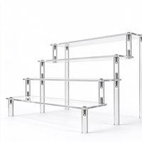 Présentoir en acrylique transparent à 4 niveaux, support portable facile à assembler pour bijoux, parfums, figurines et jouets (type échelle)