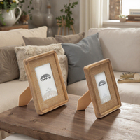 Style classique canne cadre Photo MDF canne manguier bois verre affichage bureau/mur tissage en bois Art rotin cadre Photo