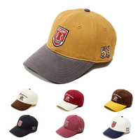 Casquette de baseball américaine Oxford à blocs de couleur, logo brodé personnalisé, bec de canard réglable, 100% coton, 5 panneaux, sportive, OEM