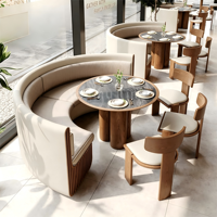 Nouvelle conception : Ensemble de mobilier de restaurant en bois massif, canapé croisé, banquette de restaurant tout confort avec table et chaises de restaurant