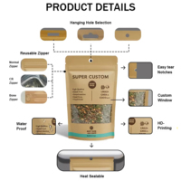 Dried Fruit Chocolate bar Nuts Crisp Candy Packaging Wholesale Custom Paper Kraft Window Pouch